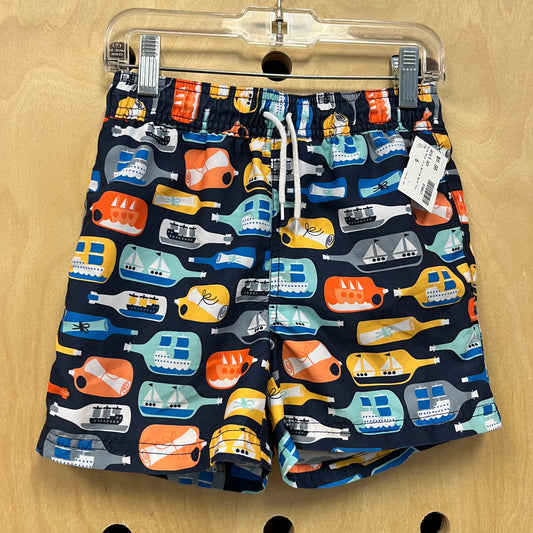 Blue Ship in a Bottle Swim Trunks