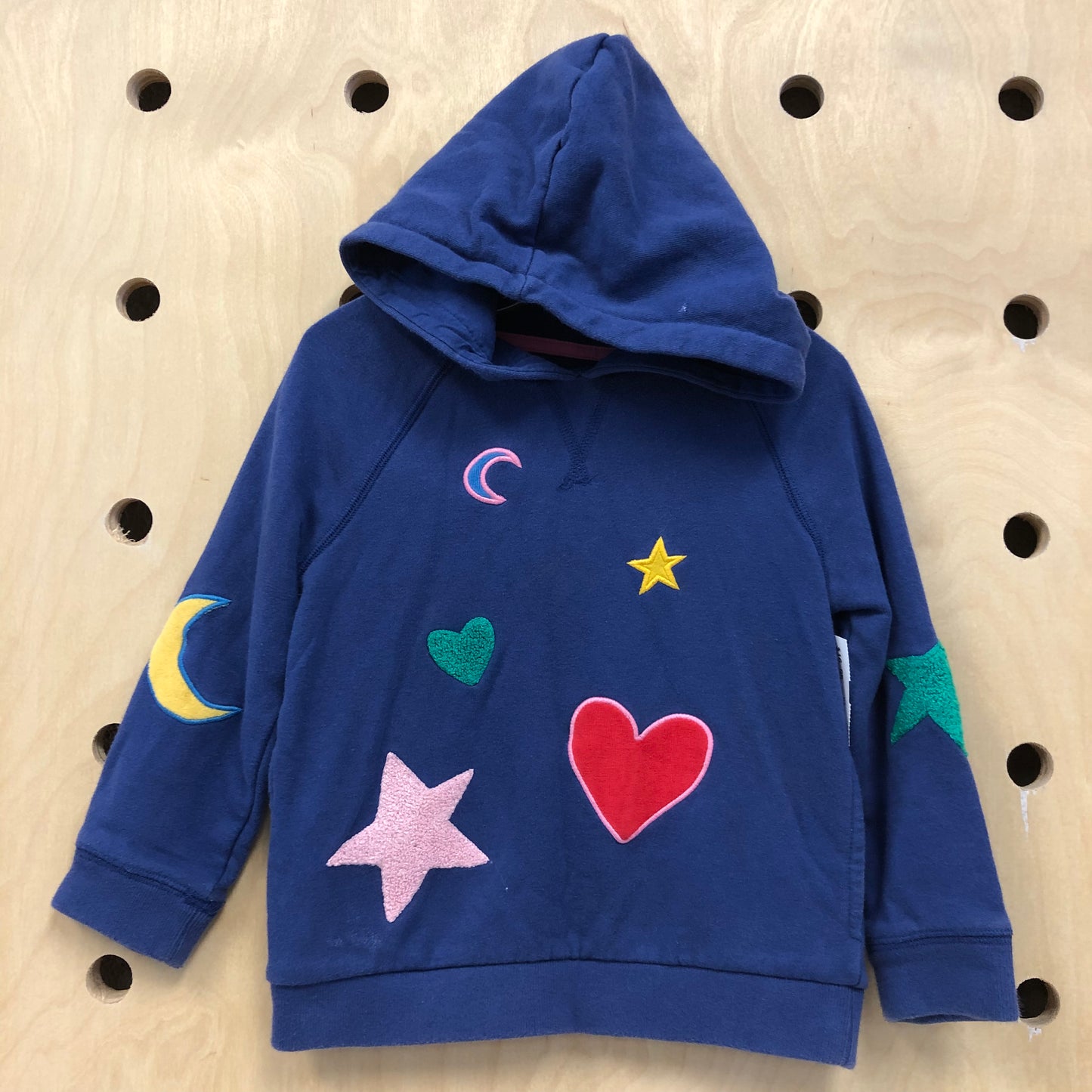 Blue Applique Hooded Sweatshirt