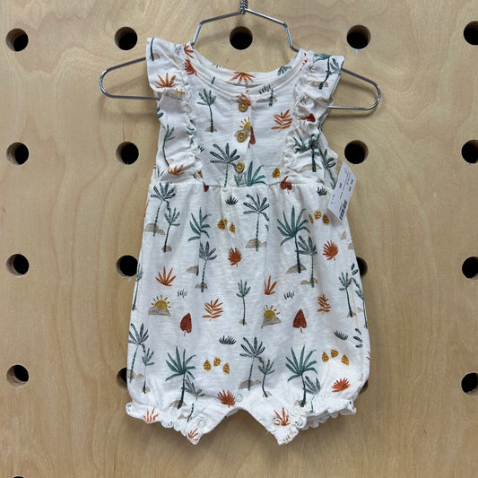 Cream Plants+Sun Romper