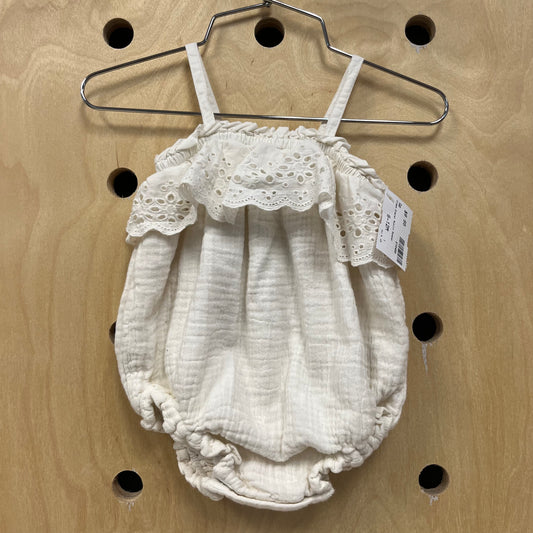 Cream Eyelet Muslin Romper