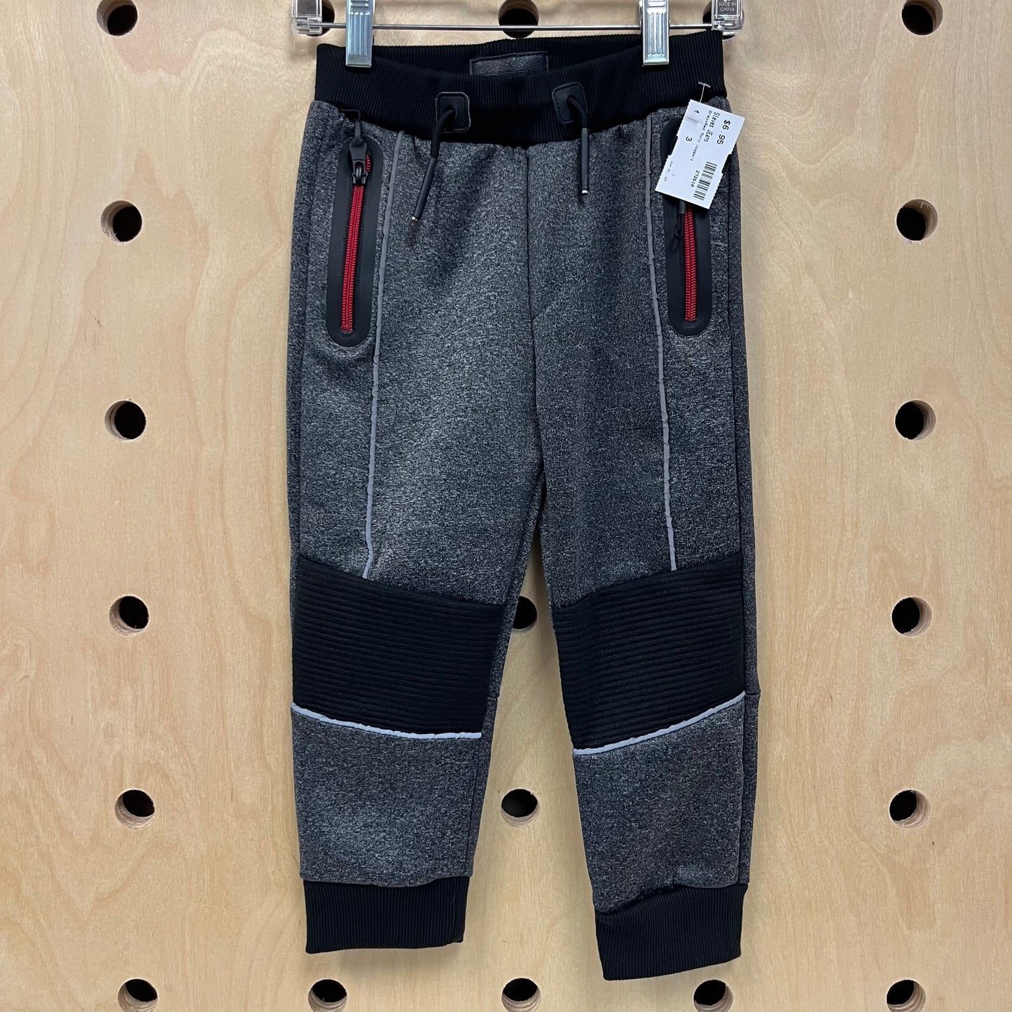 Grey+Red Moto Joggers
