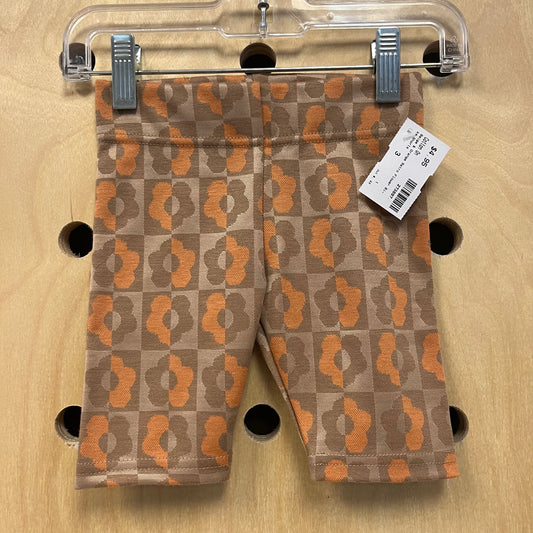 Beige & Orange Retro Flower Bike Shorts