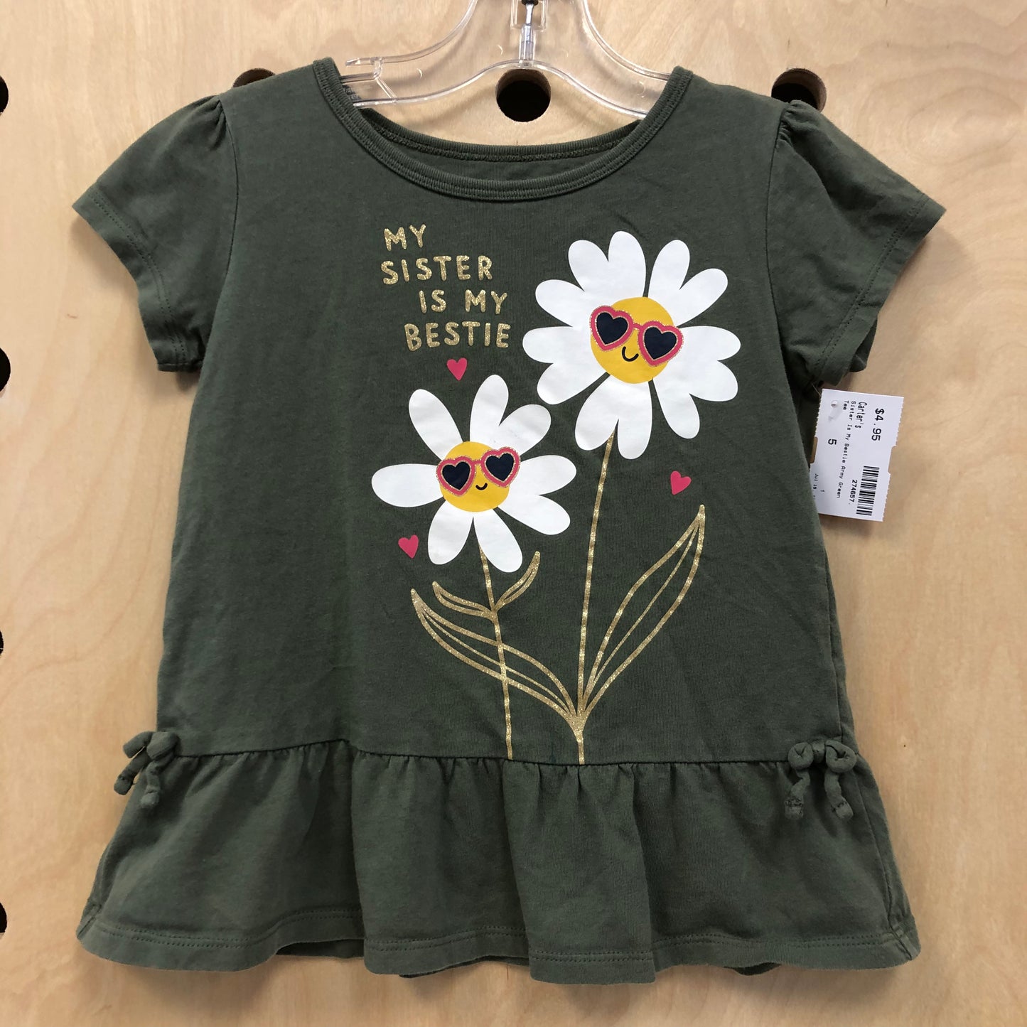 Sister Is My Bestie Army Green Tee