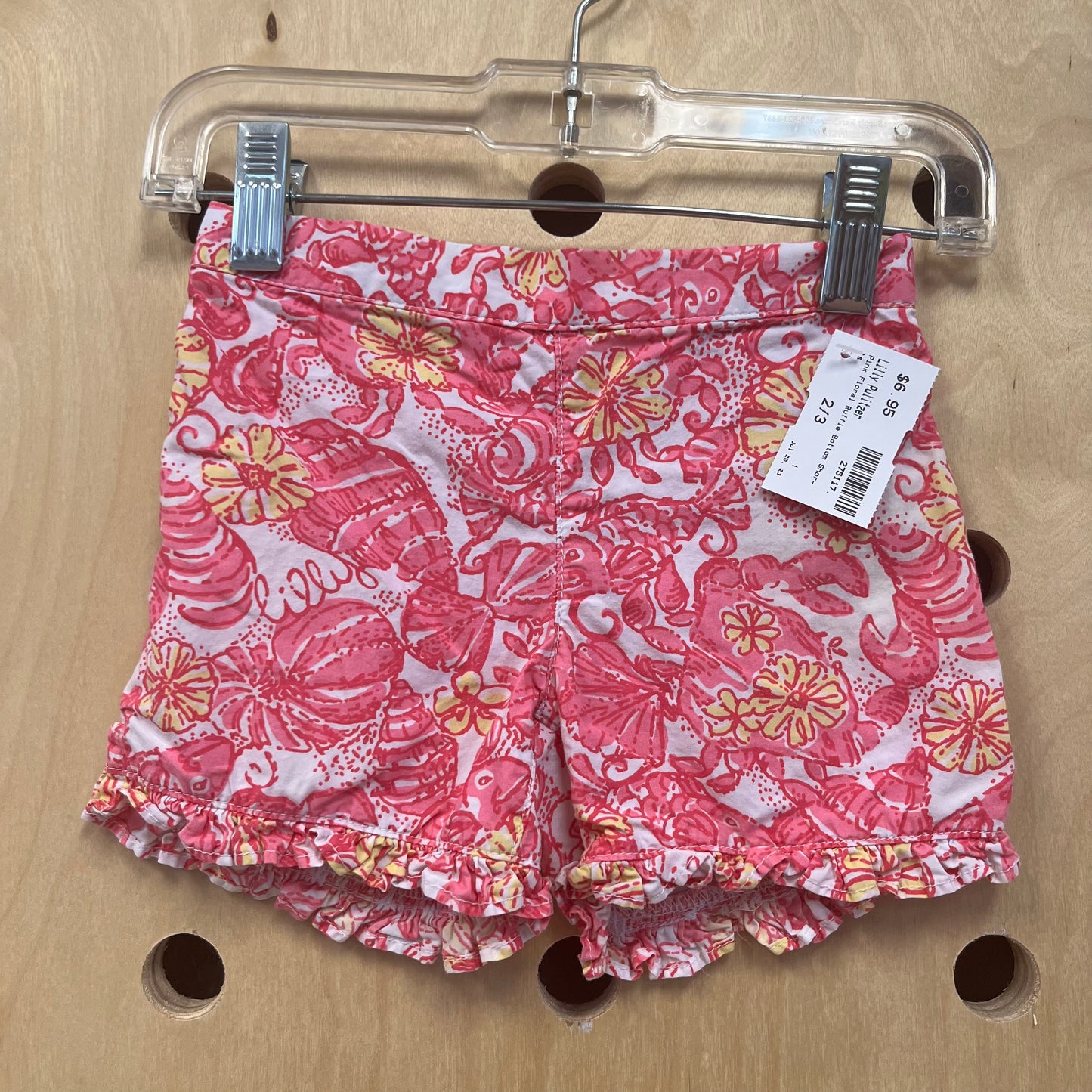 Pink Floral Ruffle Bottom Shorts