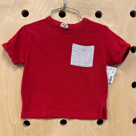 Red Grey Pocket Tee