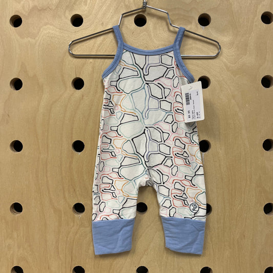 Cream & Blue Modal Romper
