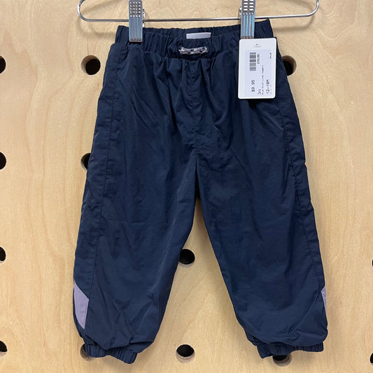 Blue Nylon Lined Joggers