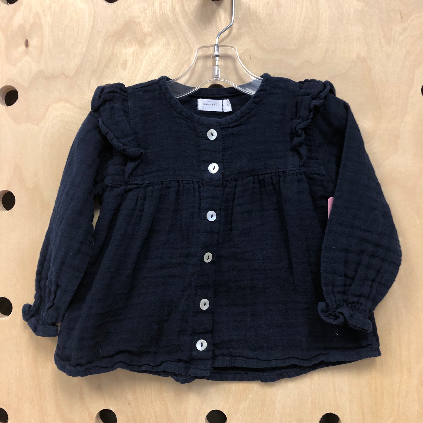 Blue Gauze Button Top