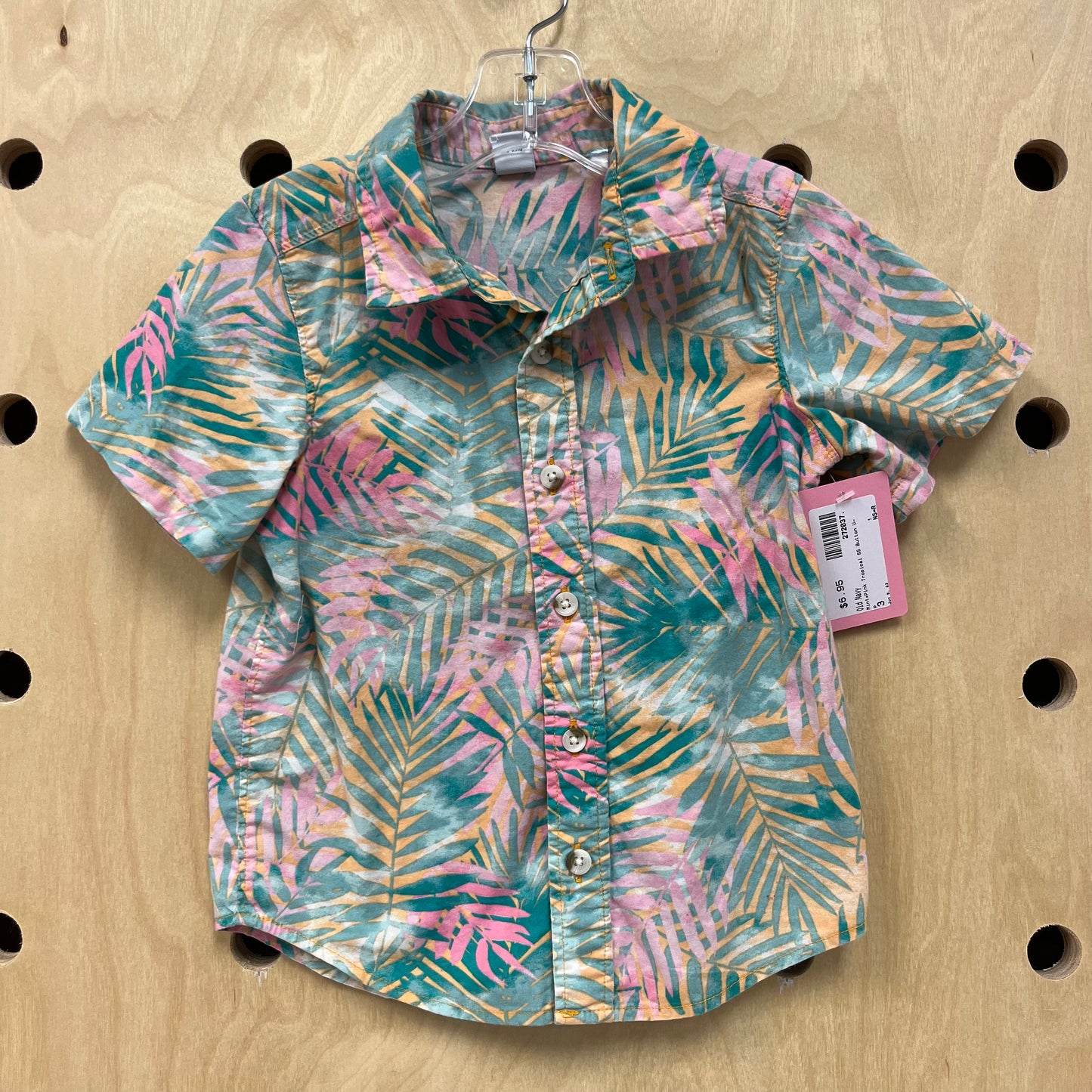 Mint+Pink Tropical SS Button Up