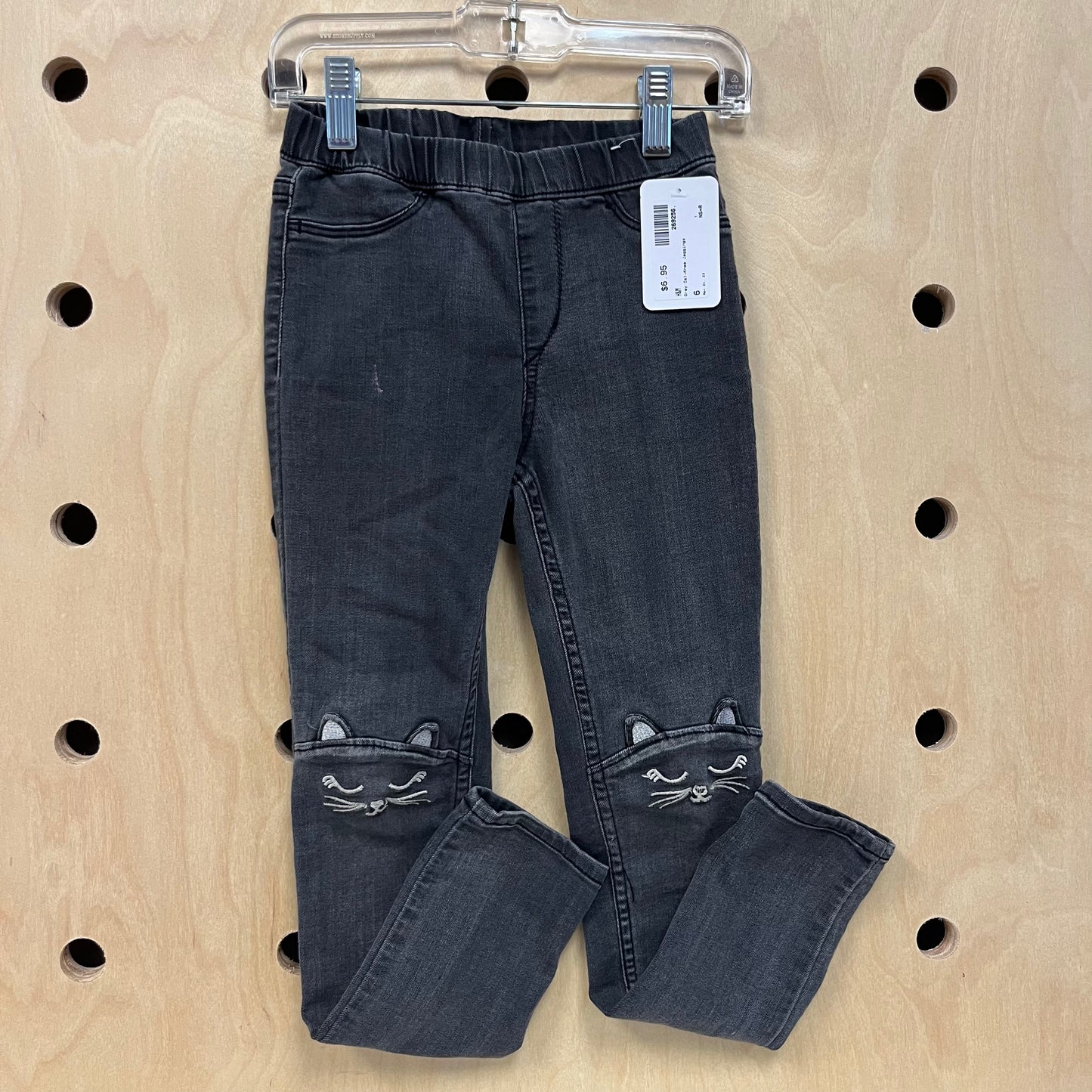 Grey Cat-Knee Jeggings