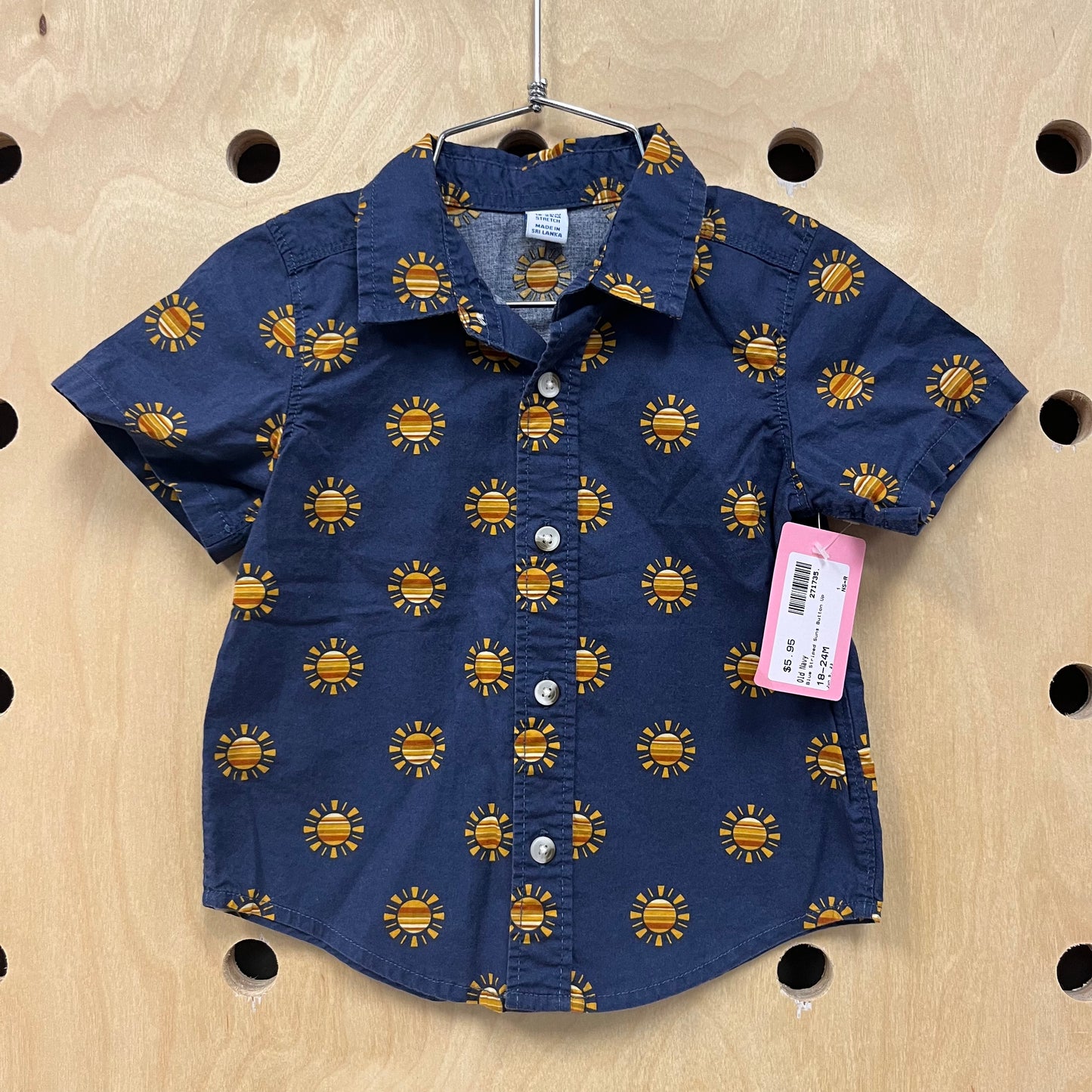 Blue Striped Suns Button Up