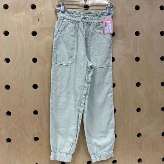 Mint Paper Bag Waist Linen Blend Joggers