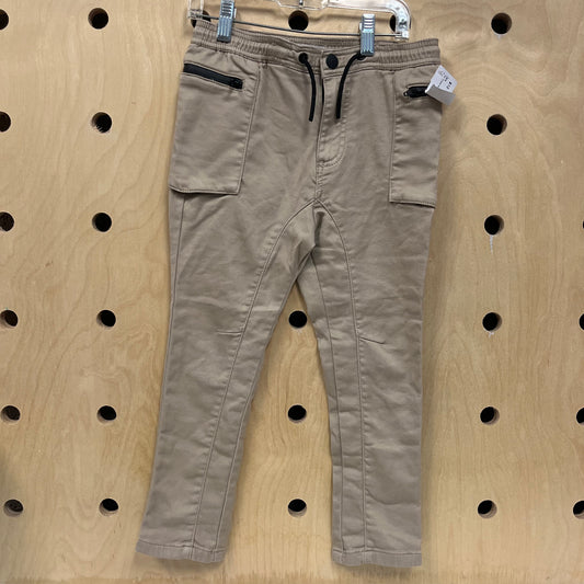 Tan Zippered Pocket Cargo Pants