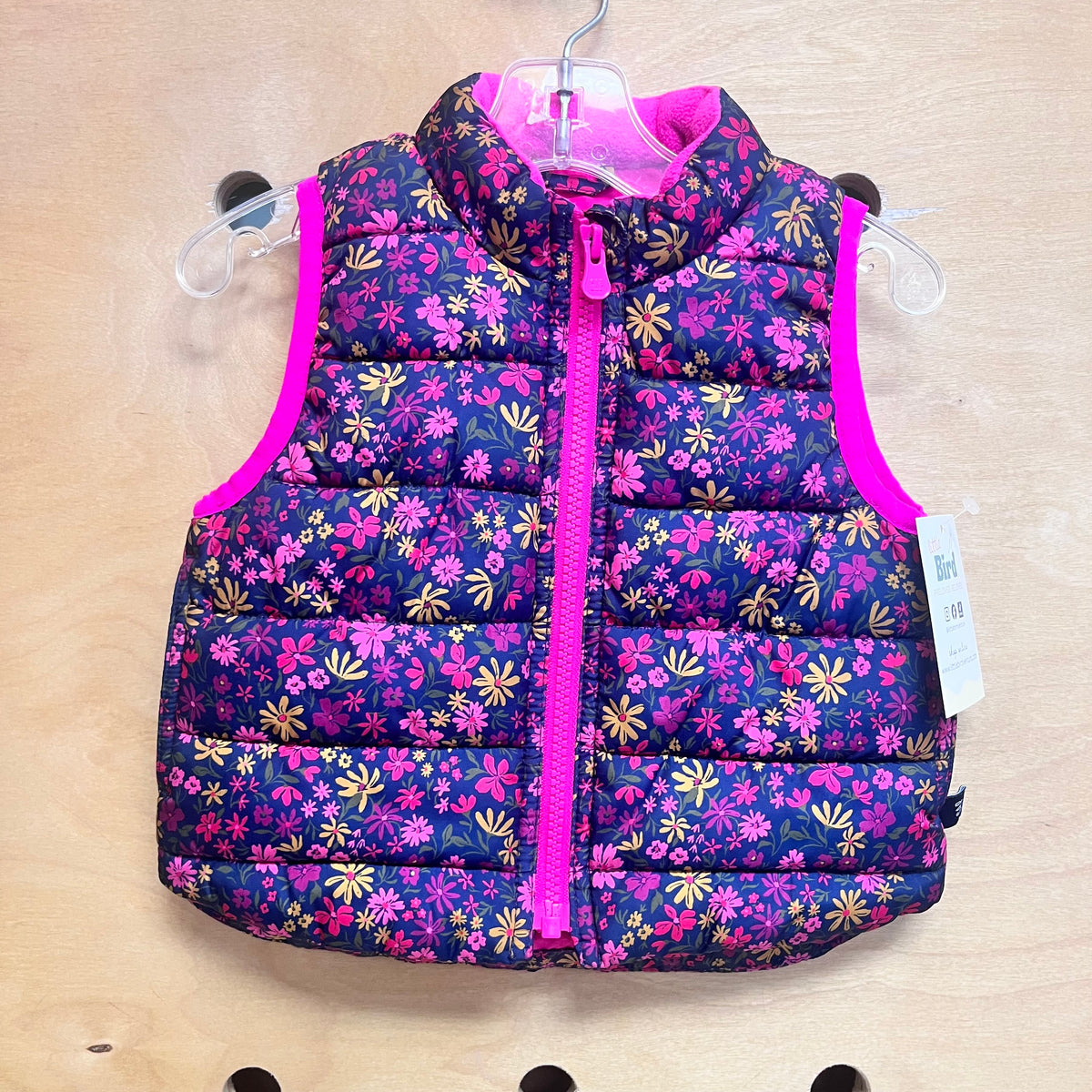Blue/Pink Floral Puffer Vest