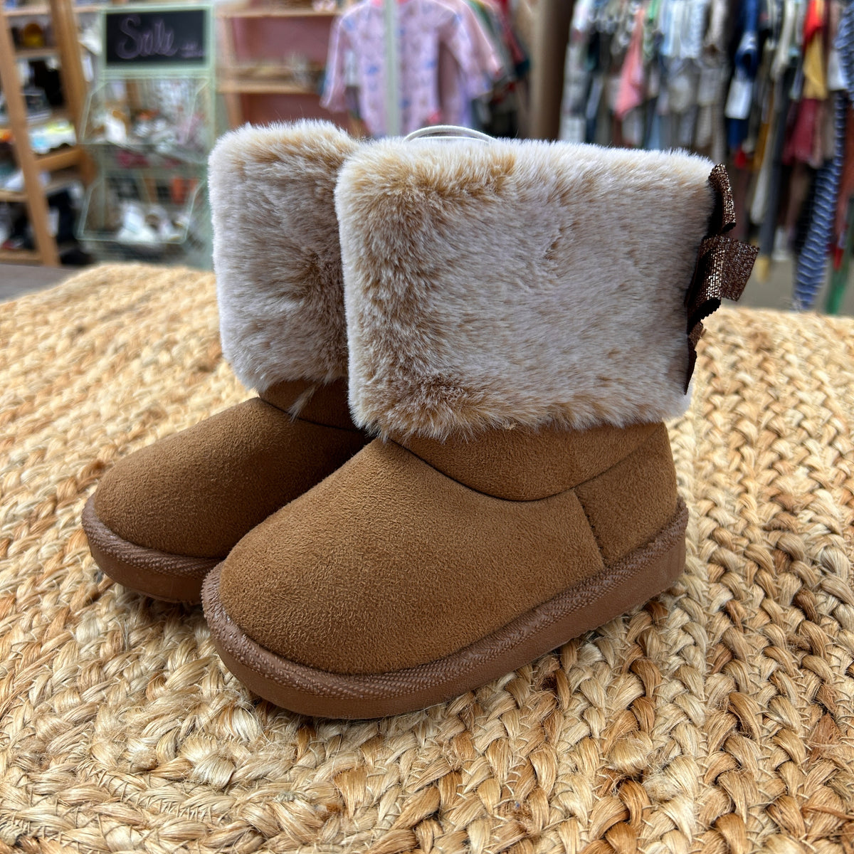 Tan Faux Fur First Steps Boots NEW!