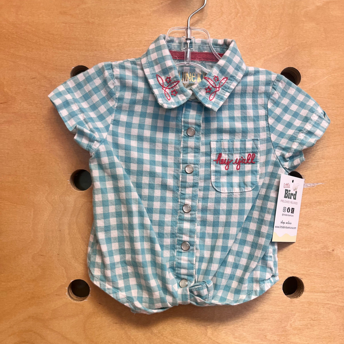 Blue/White Plaid Hey Yall Snap Shirt
