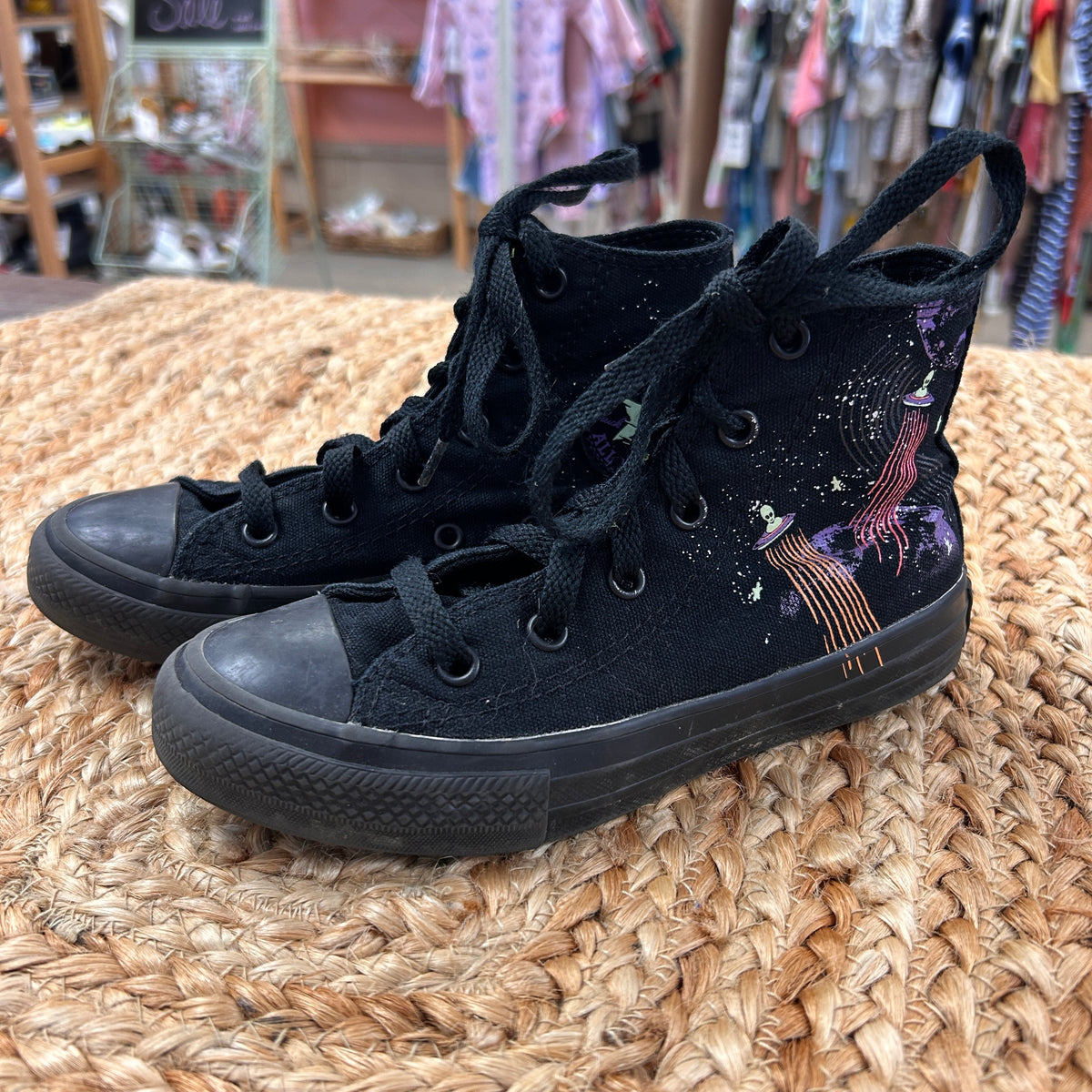Black Glow Alien Hi Top Sneakers