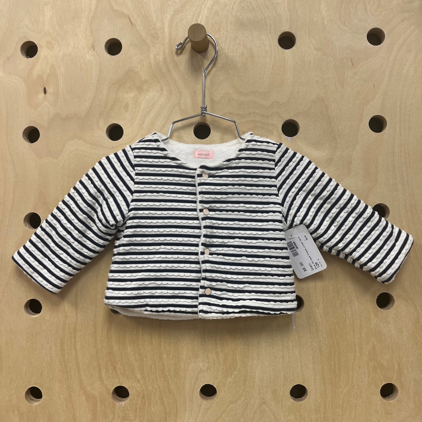 Blue Striped Fleece Lined Cardigan