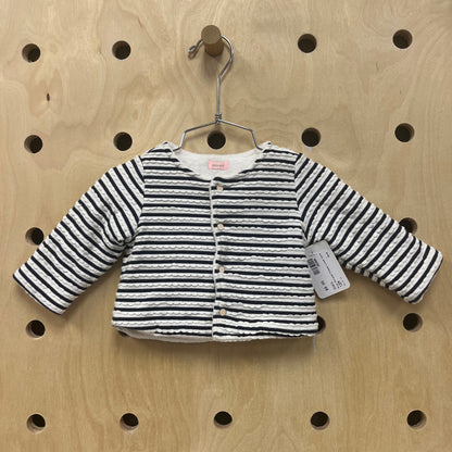 Blue Striped Fleece Lined Cardigan