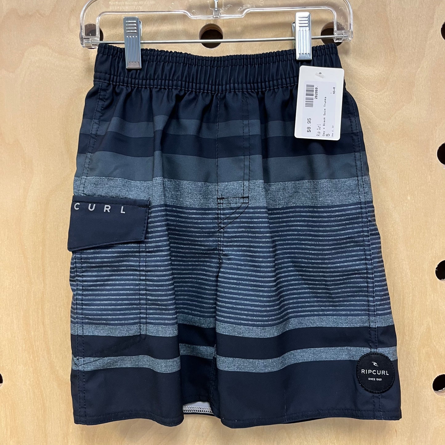 Gey + Black Swim Trunks