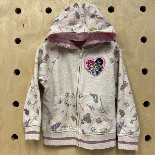 Beige Princess Zip Hoodie