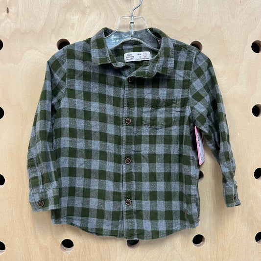 Grey + Green Plaid Flannel