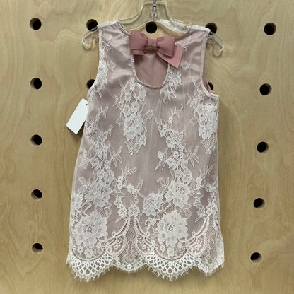 Pink Lace Overlay Dress