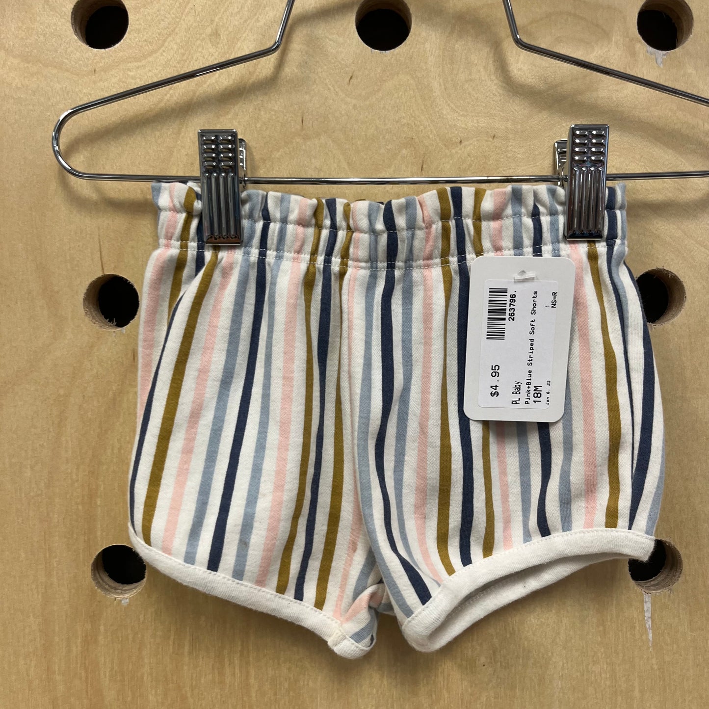 Pink+Blue Striped Soft Shorts