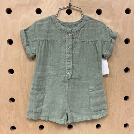Green Linen Romper NEW!