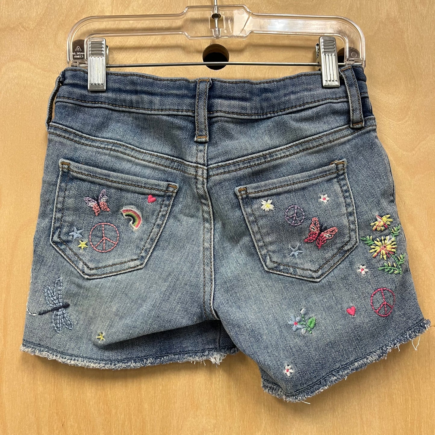 Denim Embroidered Midi Shorts