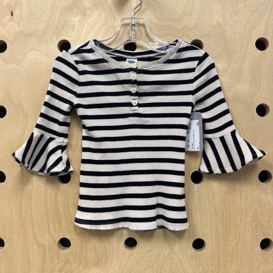 Black & Cream Ribbed Top