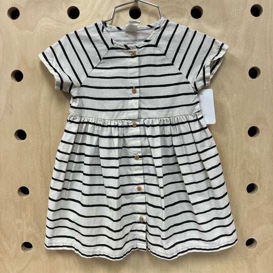 Cream & Black Striped Dress