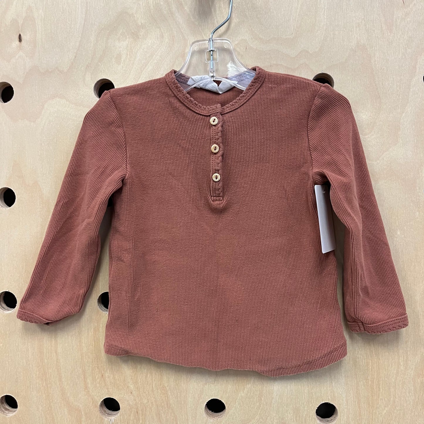 Brown Ribbed Henley