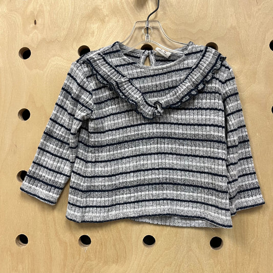 Grey & Blue Ribbed Long Sleeve