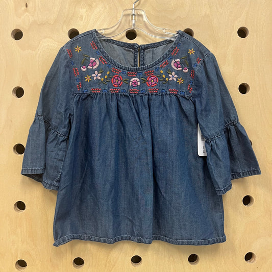 Denim Floral Top