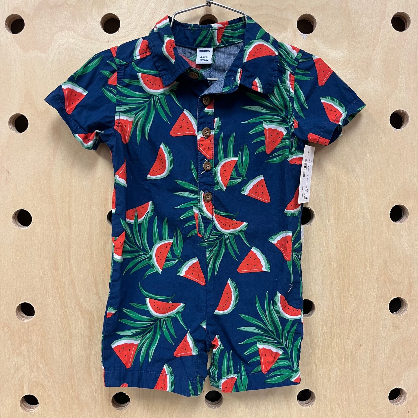 Navy Watermelons Button Romper