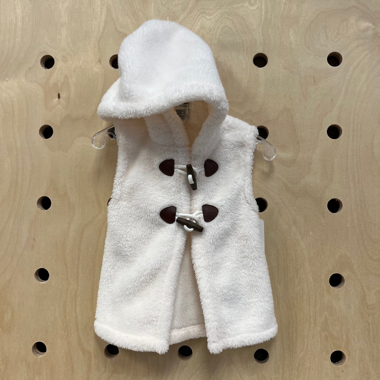 Cream Fuzzy Hooded Vest