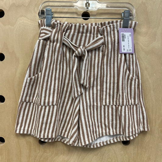 Tan + Cream Striped Shorts