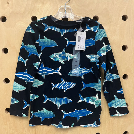 Black + Blue Sharks LS NEW