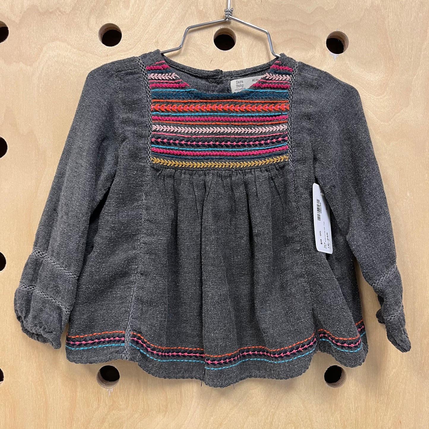 Grey Embroidered Top