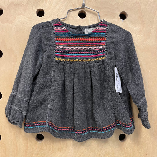 Grey Embroidered Top