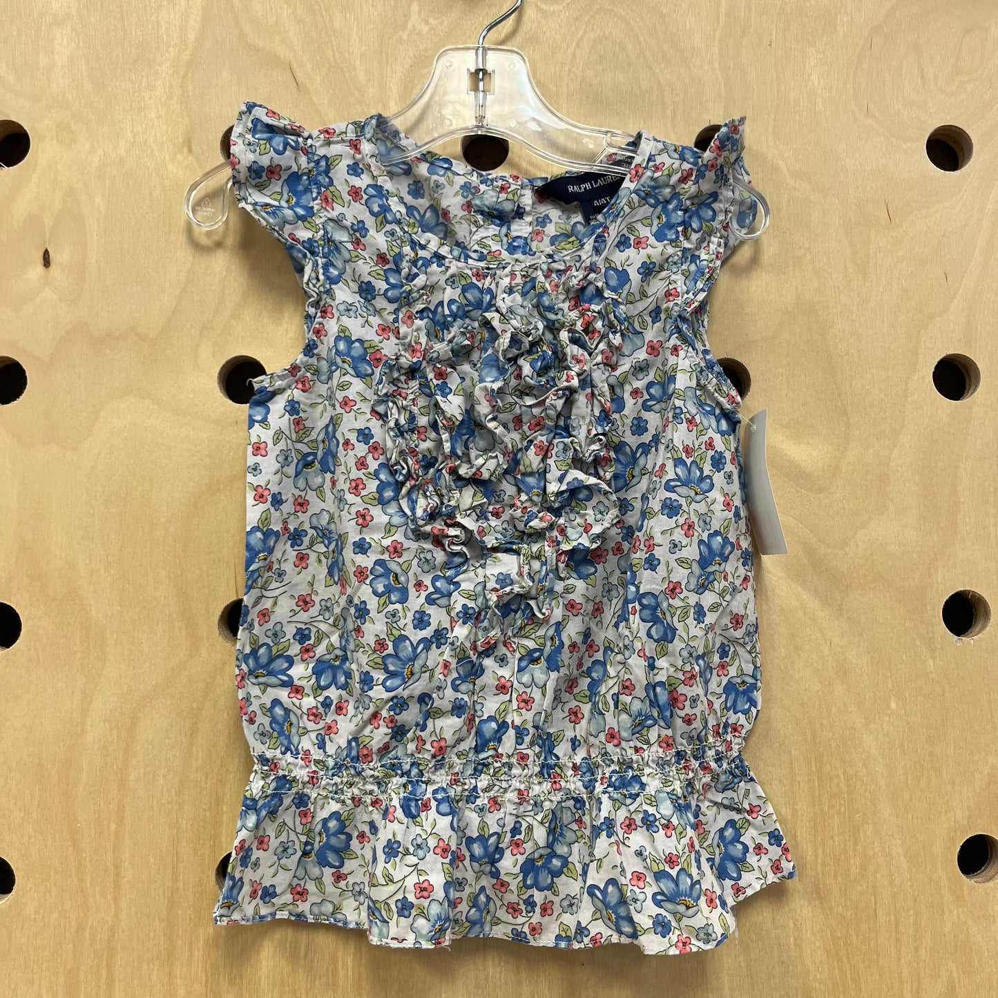 Blue Floral Ruffle Blouse