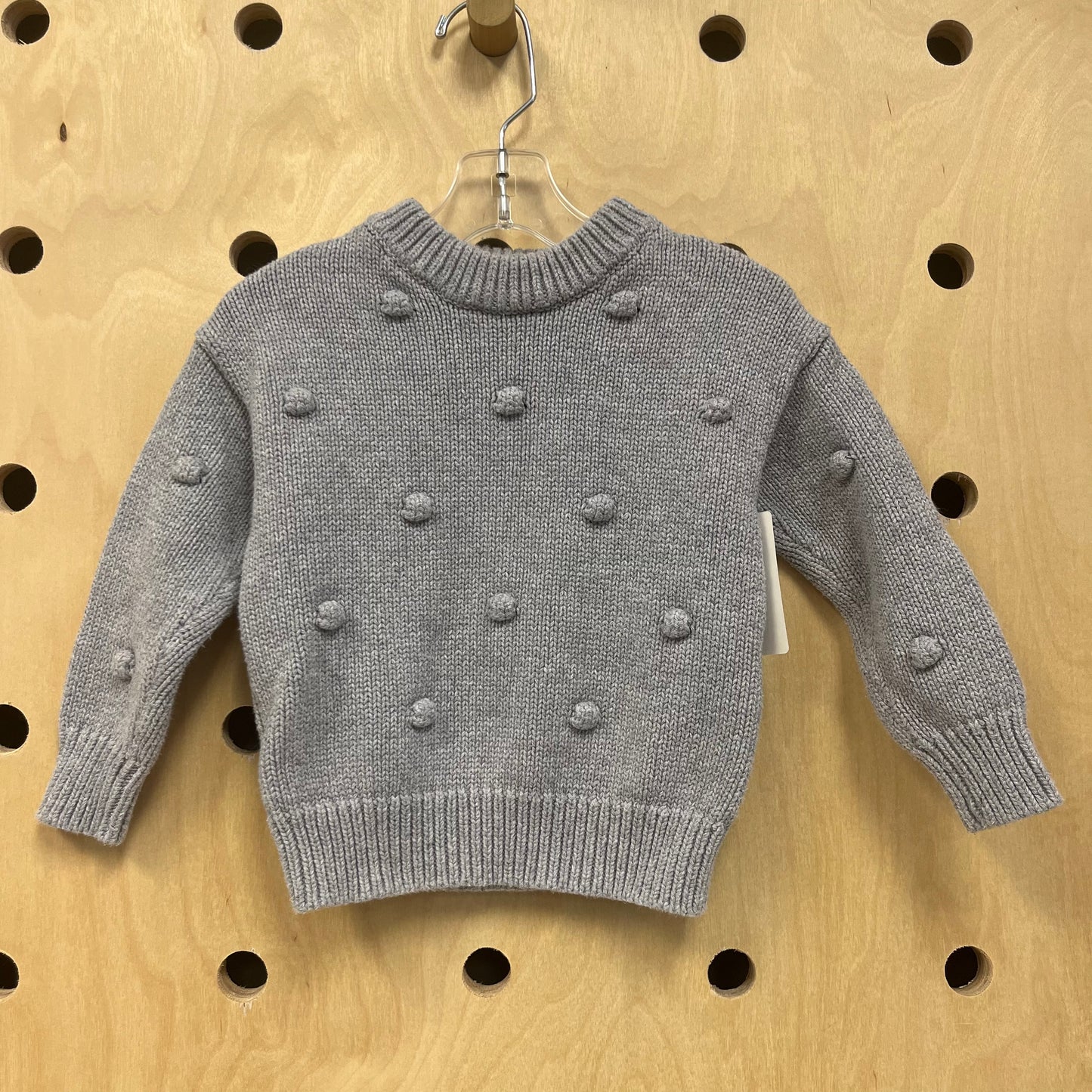 Grey Knit Pom Sweater