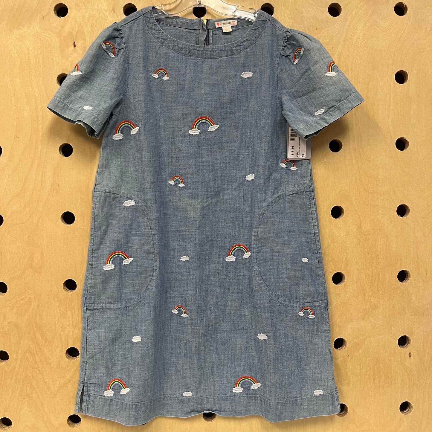 Denim Rainbow Embroidered Dress