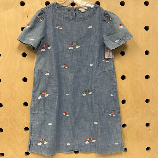 Denim Rainbow Embroidered Dress