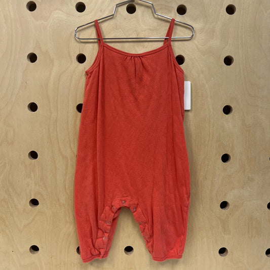 Coral Ribbed Romper