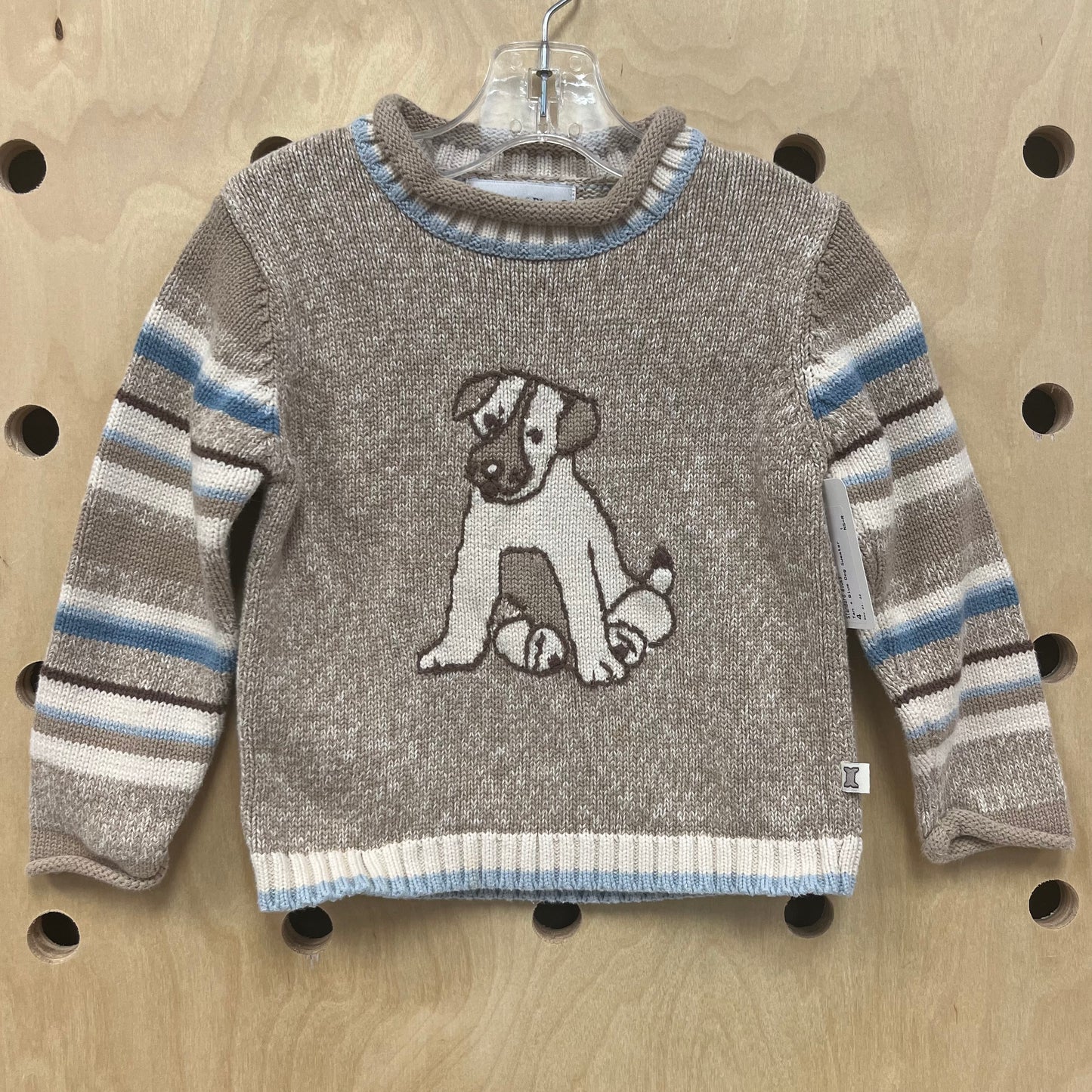 Tan + Blue Dog Sweater