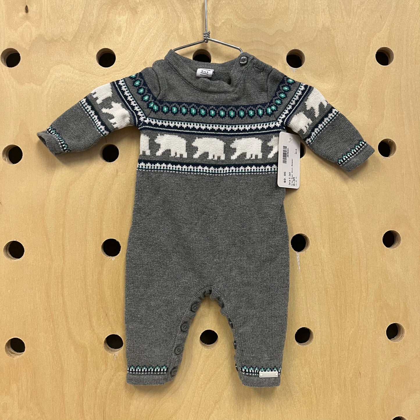 Grey Bear Knit Romper