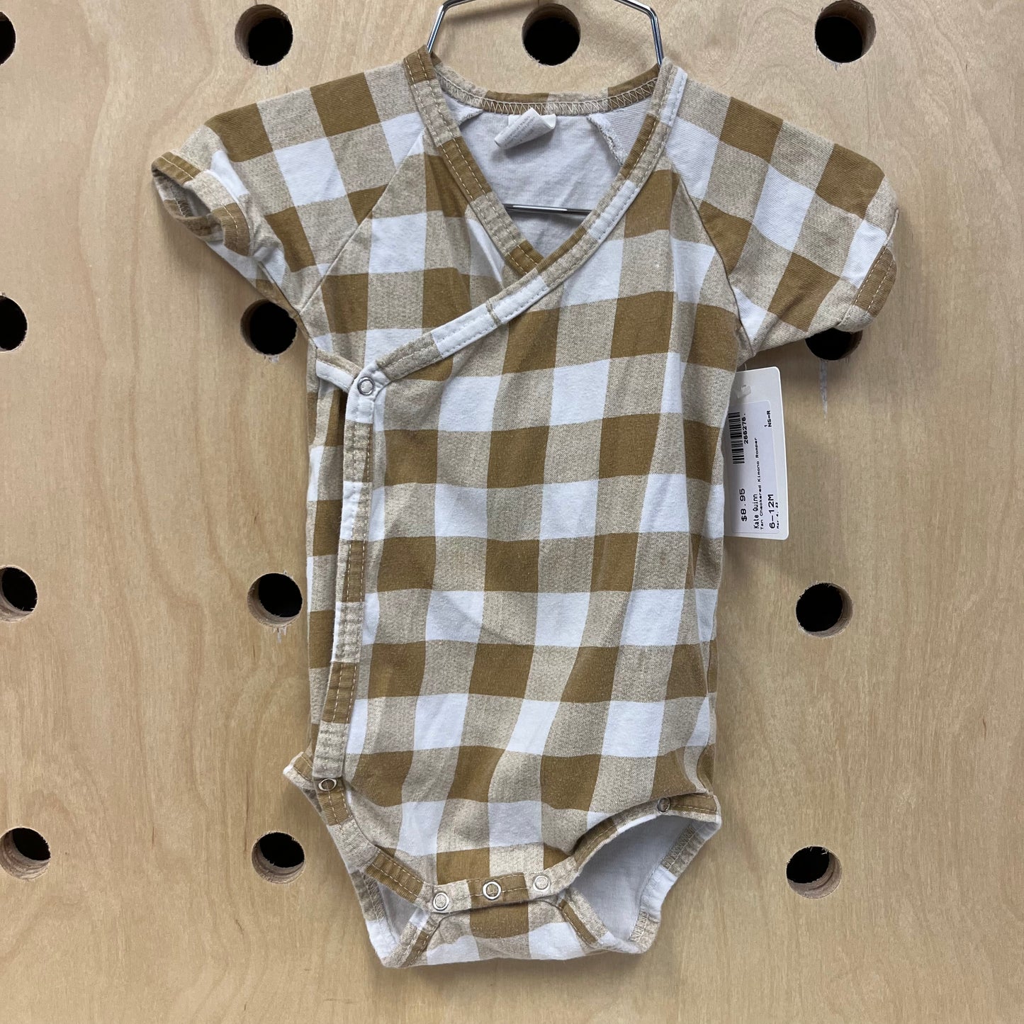 Tan Checkered Kimono Romper