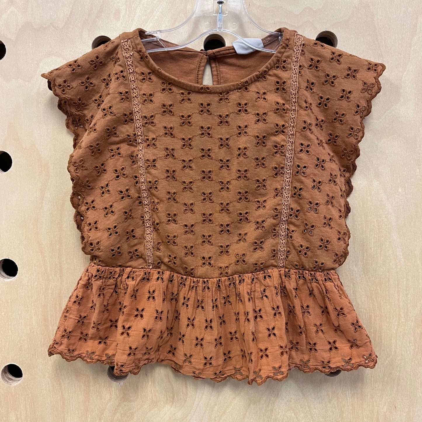 Brown Eyelet Top